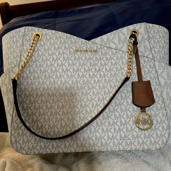 Michael Kors Gray and Brown Signature Tote - Picture 1 of 11